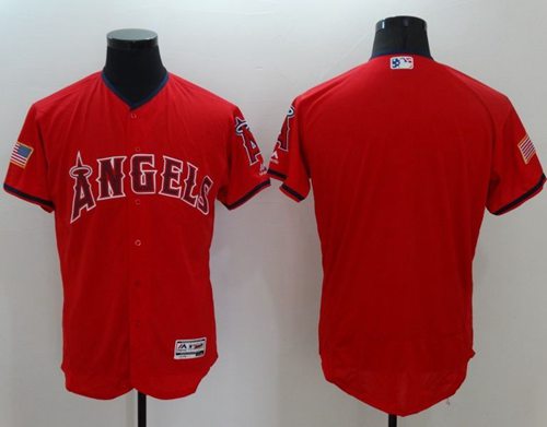 Angels of Anaheim Blank Red Fashion Stars & Stripes Flexbase Authentic Stitched MLB Jersey