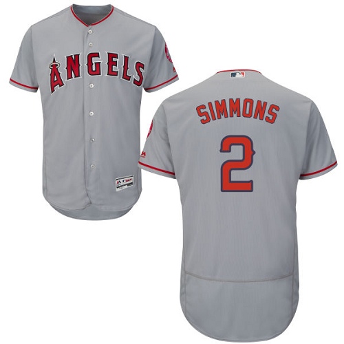 Angels of Anaheim #2 Andrelton Simmons Grey Flexbase Authentic Collection Stitched MLB Jersey