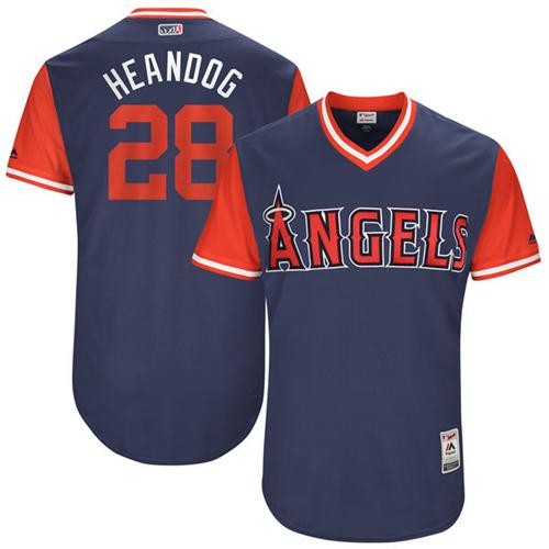 Angels of Anaheim #28 Andrew Heaney Navy "Heandog" Players Weekend Authentic Stitched MLB Jersey - Click Image to Close