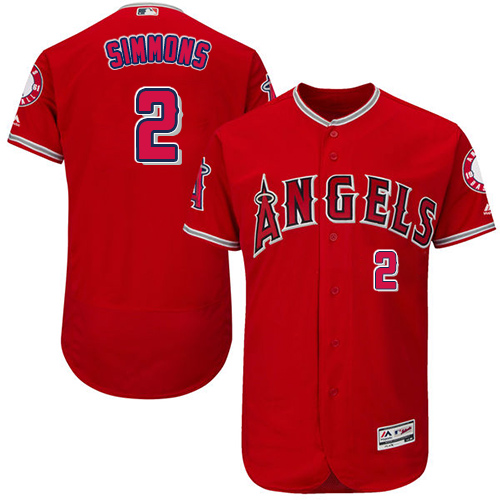 Angels of Anaheim #2 Andrelton Simmons Red Flexbase Authentic Collection Stitched MLB Jersey