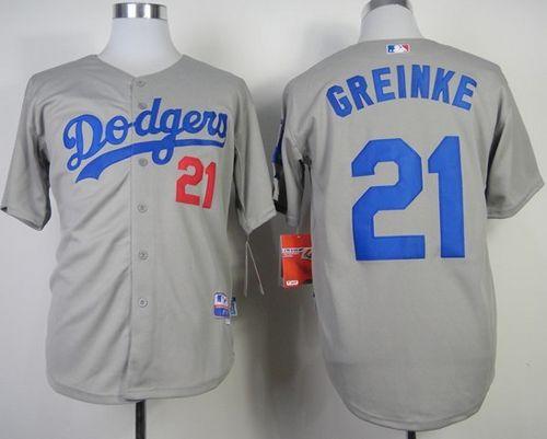 Dodgers #21 Zack Greinke Grey Cool Base Stitched MLB Jersey