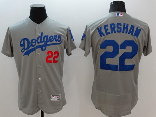 Dodgers #22 Clayton Kershaw Grey Flexbase Authentic Collection Stitched MLB Jersey