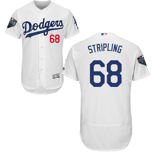 Dodgers #68 Ross Stripling White Flexbase Authentic Collection 2018 World Series Stitched MLB Jersey - Click Image to Close