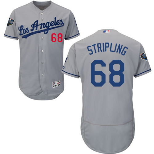 Dodgers #68 Ross Stripling Grey Flexbase Authentic Collection 2018 World Series Stitched MLB Jersey - Click Image to Close