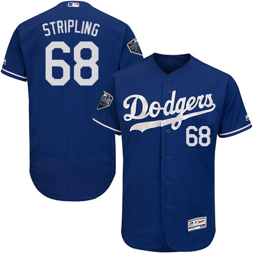 Dodgers #68 Ross Stripling Blue Flexbase Authentic Collection 2018 World Series Stitched MLB Jersey - Click Image to Close