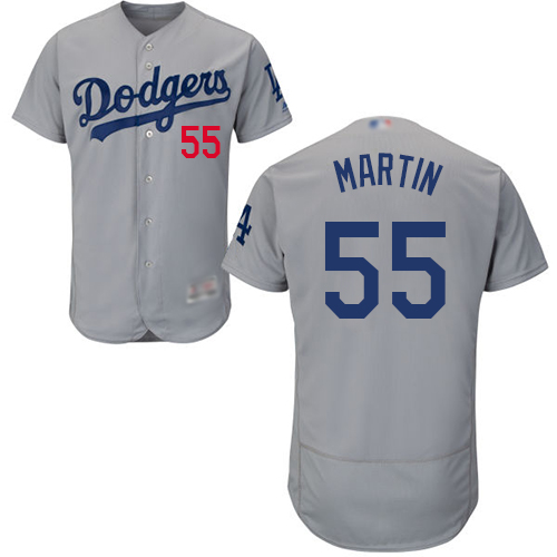 Dodgers #55 Russell Martin Grey Flexbase Authentic Collection Stitched MLB Jersey