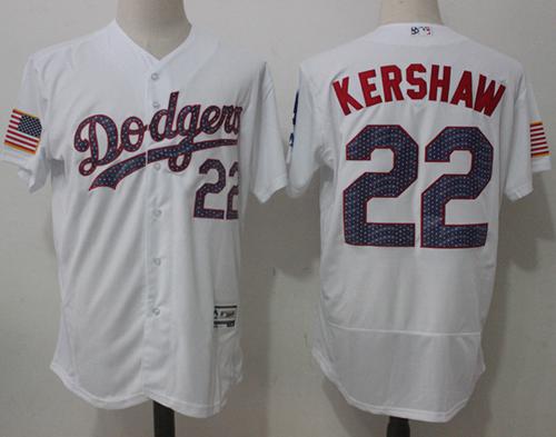 Dodgers #22 Clayton Kershaw White Fashion Stars & Stripes Flexbase Authentic Stitched MLB Jersey