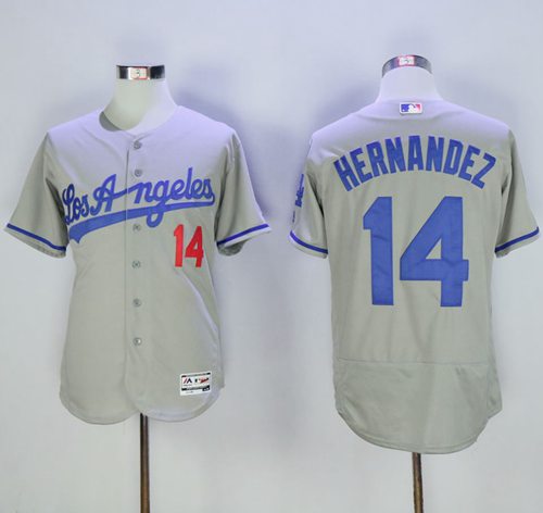 Dodgers #14 Enrique Hernandez Grey Flexbase Authentic Collection Road Stitched MLB Jersey