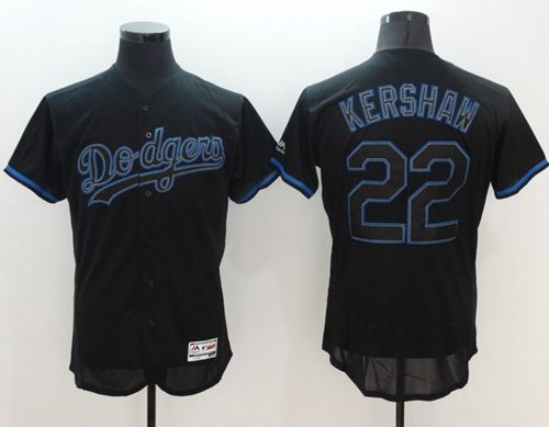 Dodgers #22 Clayton Kershaw Black Fashion Flexbase Authentic Collection Stitched MLB Jersey