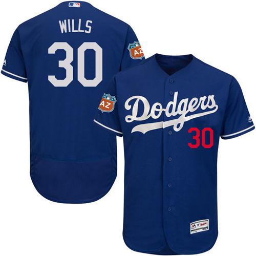 Dodgers #30 Maury Wills Blue Flexbase Authentic Collection Stitched MLB Jersey - Click Image to Close