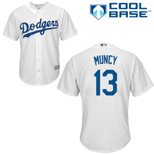 Dodgers #13 Max Muncy White New Cool Base Stitched MLB Jersey - Click Image to Close