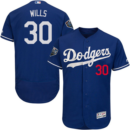 Dodgers #30 Maury Wills Blue Flexbase Authentic Collection 2018 World Series Stitched MLB Jersey