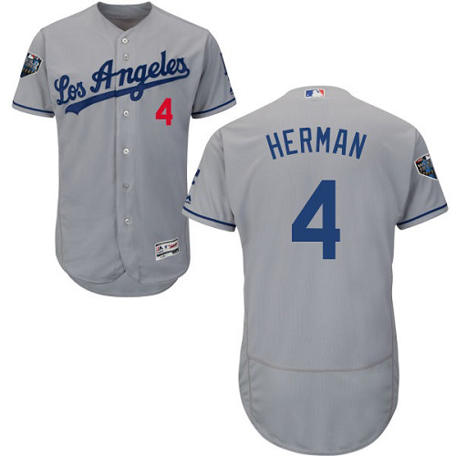 Dodgers #4 Babe Herman Grey Flexbase Authentic Collection 2018 World Series Stitched MLB Jersey