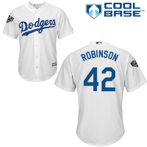 Dodgers #42 Jackie Robinson White New Cool Base 2018 World Series Stitched MLB Jersey