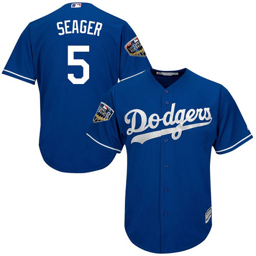 Dodgers #5 Corey Seager Blue New Cool Base 2018 World Series Stitched MLB Jersey - Click Image to Close