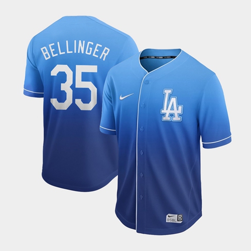 Dodgers #35 Cody Bellinger Royal Fade Authentic Stitched Baseball Jersey