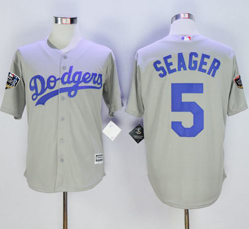 Dodgers #5 Corey Seager Grey New Cool Base 2018 World Series Stitched MLB Jersey - Click Image to Close