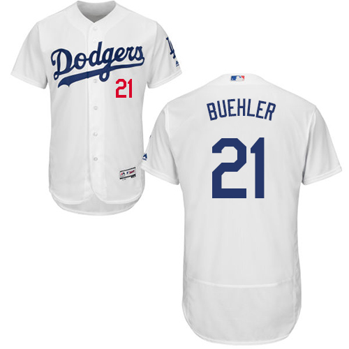 Dodgers #21 Walker Buehler White Flexbase Authentic Collection Stitched MLB Jersey - Click Image to Close