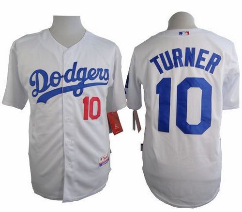 Dodgers #10 Justin Turner White Cool Base Stitched MLB Jersey