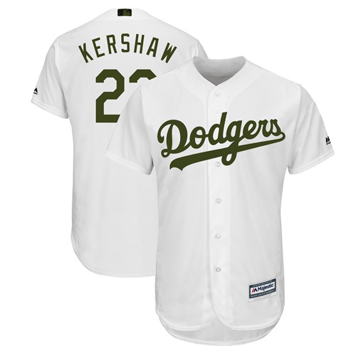 Dodgers #22 Clayton Kershaw White New Cool Base 2018 Memorial Day Stitched MLB Jersey - Click Image to Close