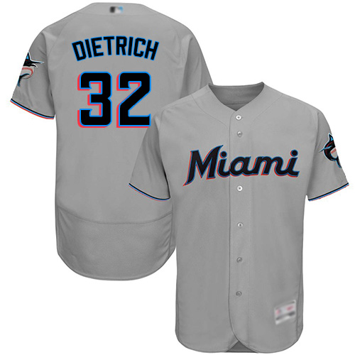 marlins #32 Derek Dietrich Grey Flexbase Authentic Collection Stitched MLB Jersey