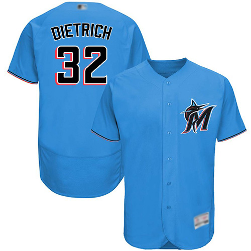 marlins #32 Derek Dietrich Blue Flexbase Authentic Collection Stitched MLB Jersey