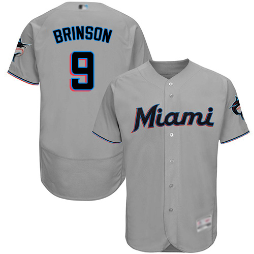 marlins #9 Lewis Brinson Grey Flexbase Authentic Collection Stitched MLB Jersey