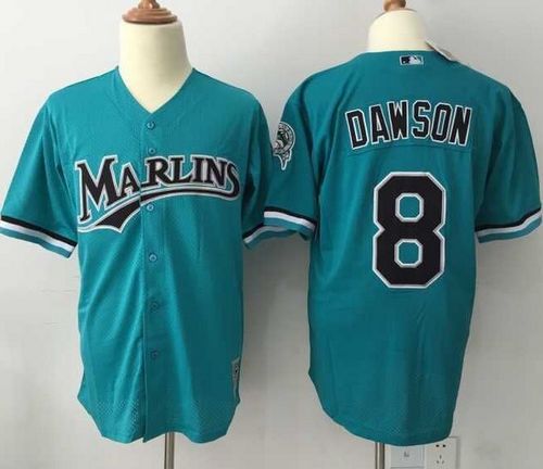 Mitchell And Ness 1995 marlins #8 Andre Dawson Green Throwback Stitched MLB Jersey - Click Image to Close