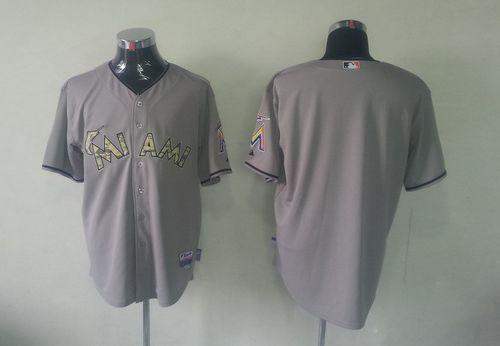 marlins Blank Grey USMC Cool Base Stitched MLB Jersey