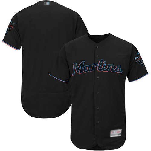 marlins Blank Black Flexbase Authentic Collection Stitched MLB Jersey