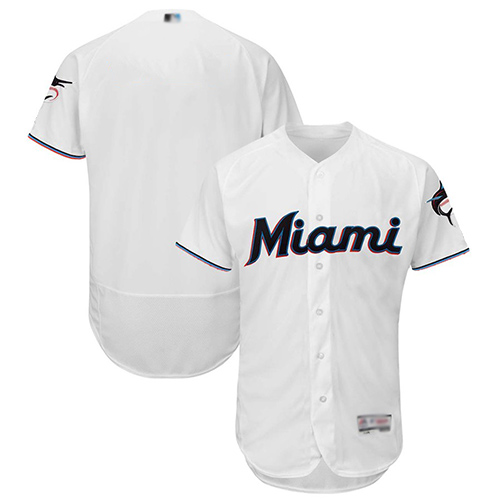 marlins Blank White Flexbase Authentic Collection Stitched MLB Jersey