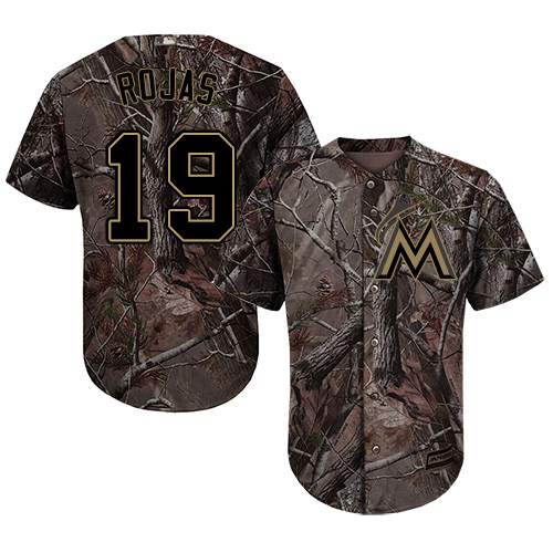 marlins #19 Miguel Rojas Camo Realtree Collection Cool Base Stitched MLB Jersey