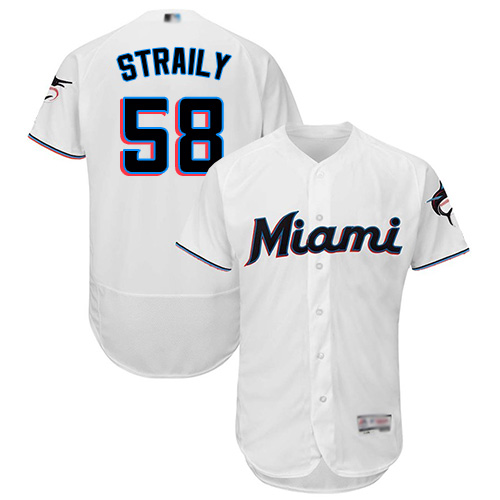 marlins #58 Dan Straily White Flexbase Authentic Collection Stitched MLB Jersey