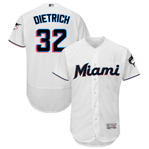 marlins #32 Derek Dietrich White Flexbase Authentic Collection Stitched MLB Jersey