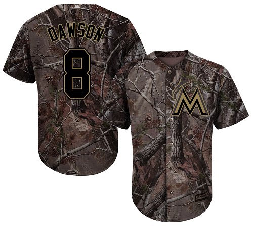 marlins #8 Andre Dawson Camo Realtree Collection Cool Base Stitched MLB Jersey