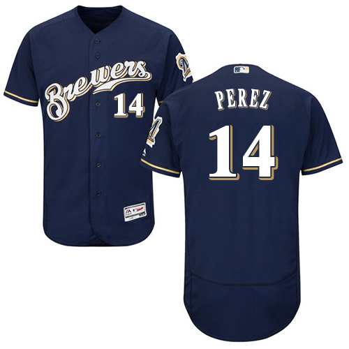 Brewers #14 Hernan Perez Navy Blue Flexbase Authentic Collection Stitched MLB Jersey