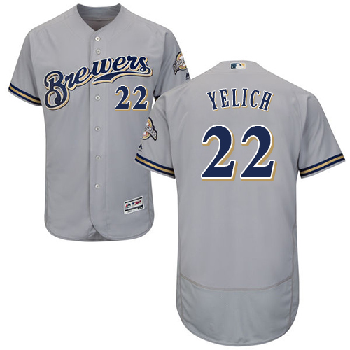 Brewers #22 Christian Yelich Grey Flexbase Authentic Collection Stitched MLB Jersey