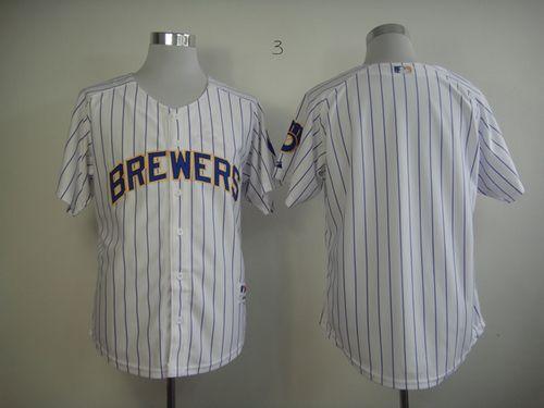 Brewers Blank White (blue strip) Stitched MLB Jersey