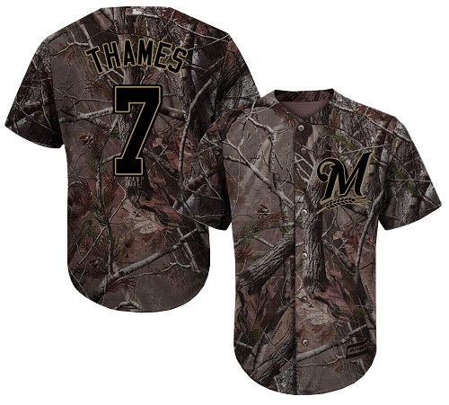 Brewers #7 Eric Thames Camo Realtree Collection Cool Base Stitched MLB Jersey