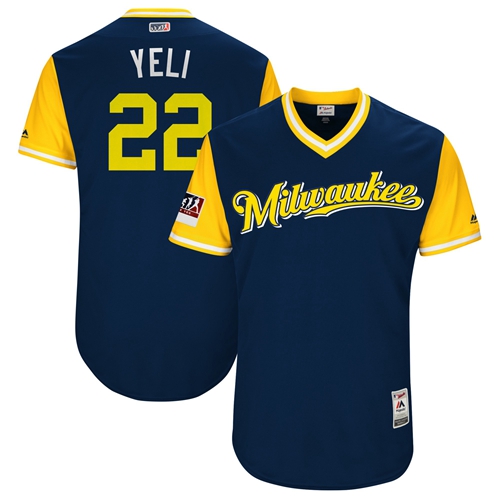 Brewers #22 Christian Yelich Navy "Yeli" Players Weekend Authentic Stitched MLB Jersey