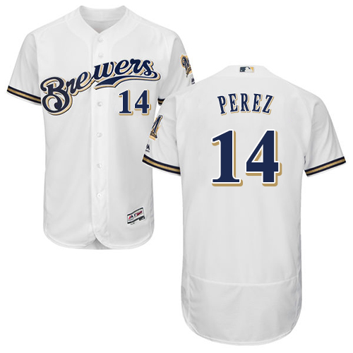 Brewers #14 Hernan Perez White Flexbase Authentic Collection Stitched MLB Jersey