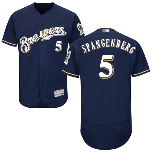 Brewers #5 Cory Spangenberg Navy Blue Flexbase Authentic Collection Stitched MLB Jersey