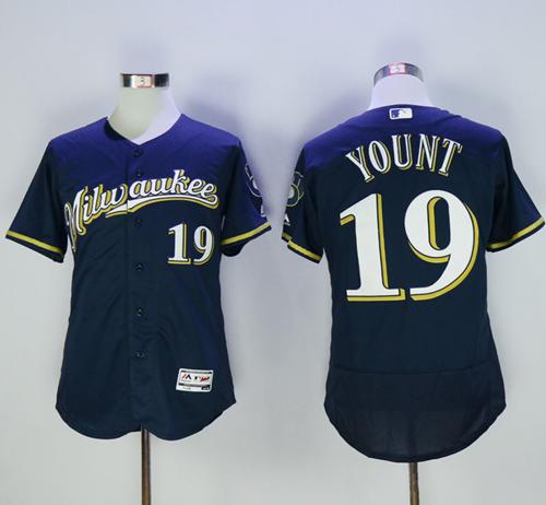 Brewers #19 Robin Yount Navy Blue Flexbase Authentic Collection Stitched MLB Jersey