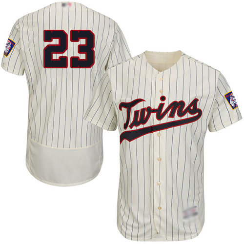 Twins #23 Nelson Cruz Cream Strip Flexbase Authentic Collection Stitched MLB Jersey - Click Image to Close