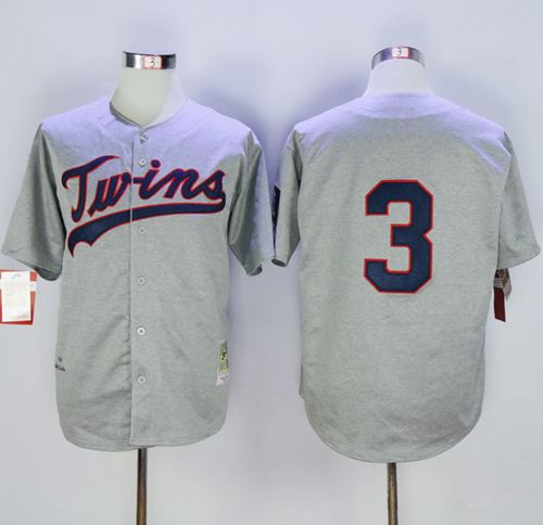 Mitchell And Ness 1969 Twins #3 Harmon Killebrew Grey Throwback Stitched MLB Jersey