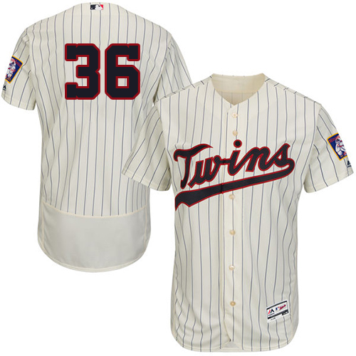 Twins #36 Robbie Grossman Cream Strip Flexbase Authentic Collection Stitched MLB Jersey