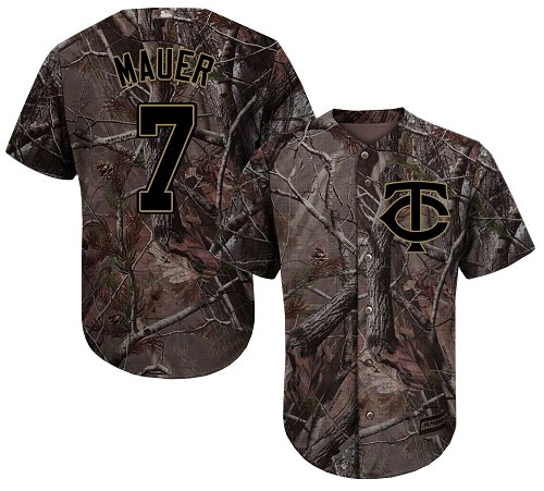 Twins #7 Joe Mauer Camo Realtree Collection Cool Base Stitched MLB Jersey