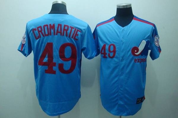 Mitchell and Ness Expos #49 Warren Cromartie Blue Stitched Throwback MLB Jersey