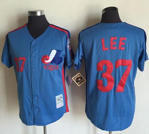 Mitchell And Ness Expos #37 Bill Lee Blue Throwback Stitched MLB Jersey - Click Image to Close