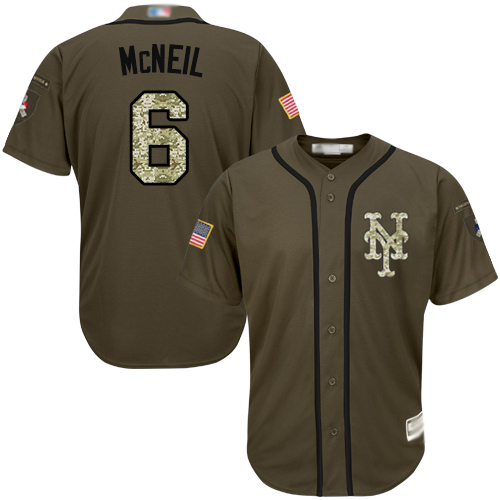 Mets #6 Jeff McNeil Green Salute to Service Stitched Baseball Jersey - Click Image to Close